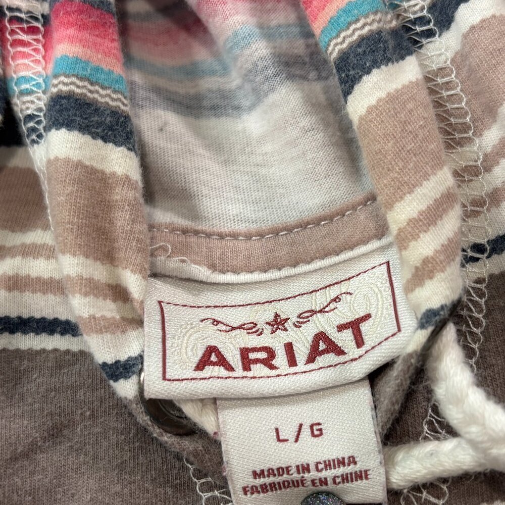 Ariat Striped Hooded Long Sleeve Pullover Shirt Size Large Lot N - Picture 4 of 7